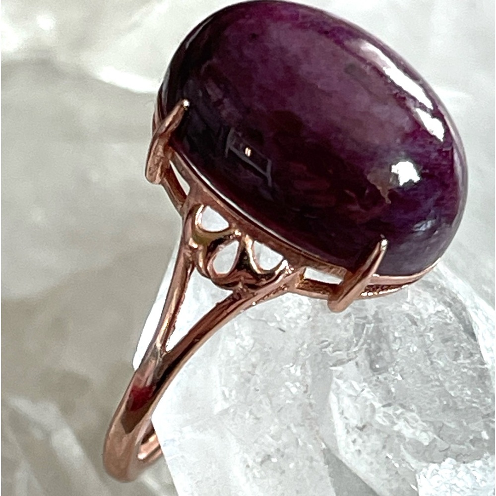 Raw Ruby Ring, S925 Rose Gold Adjustable Ring Uv … - image 2